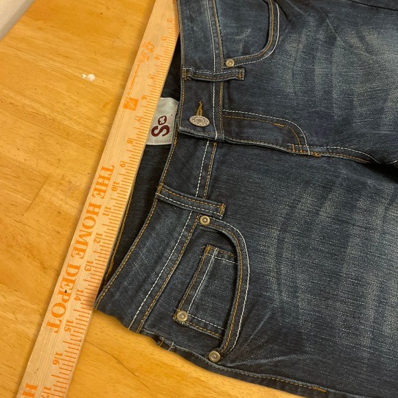 So womens bootcut jeans sz 5 mid rise flip pocket dark wash cowgirl rodeo Y2K - Picture 8 of 12